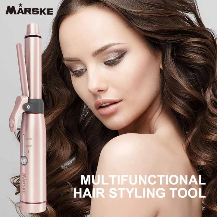 Portable Cordless Hair Curler and Straightener | Wireless Rechargeable Curling Iron | 2 Adjustable Temperature Settings 