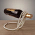 White Modern Floating Pearl Wine Bottle Holder - Elegant Home Decor, Unique Kitchen Accessory for Dining, Bar, and Livin