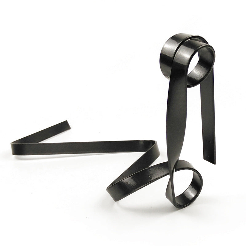 Black Modern Ribbon Wine Bottle Holder - Creative Floating Wine Rack for Home and Bar DÃ©cor