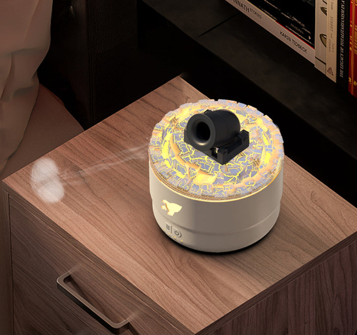 White Creative Cannon-Shaped Aromatherapy Diffuser with Colorful LED Lights, 280ml Ultrasonic Humidifier, Dual Mist Mode
