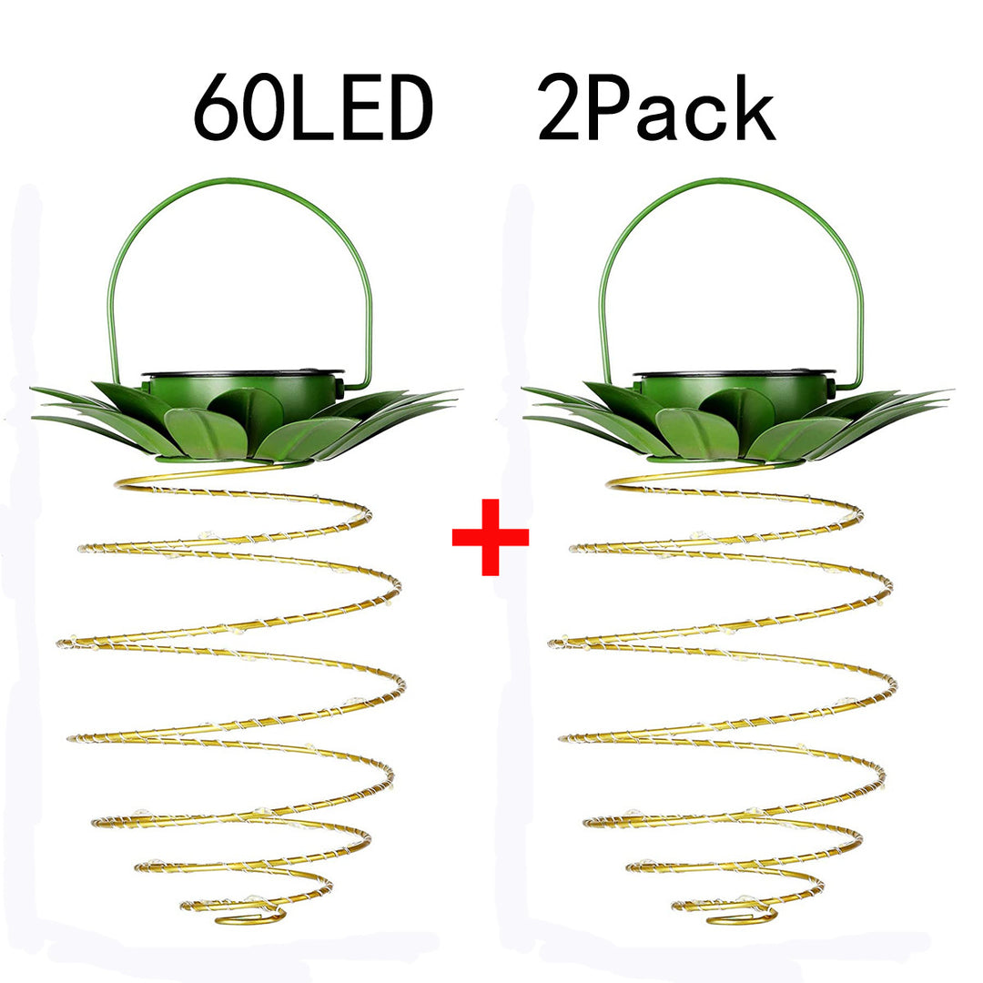 2 Pcs 60 LEDS Solar Pineapple Lantern - Outdoor LED Decorative Hanging Light, Waterproof Iron Art, Solar-Powered Garden 