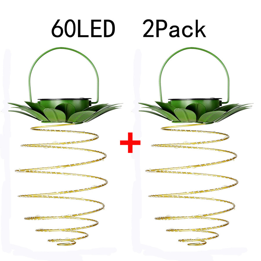 2 Pcs 60 LEDS Solar Pineapple Lantern - Outdoor LED Decorative Hanging Light, Waterproof Iron Art, Solar-Powered Garden 