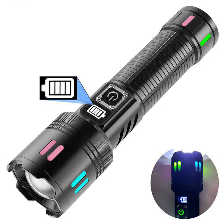 Carton Box Rechargeable High-Power Emergency Flashlight â€“ Super Bright Portable Outdoor Patrol Torch with Digital Disp