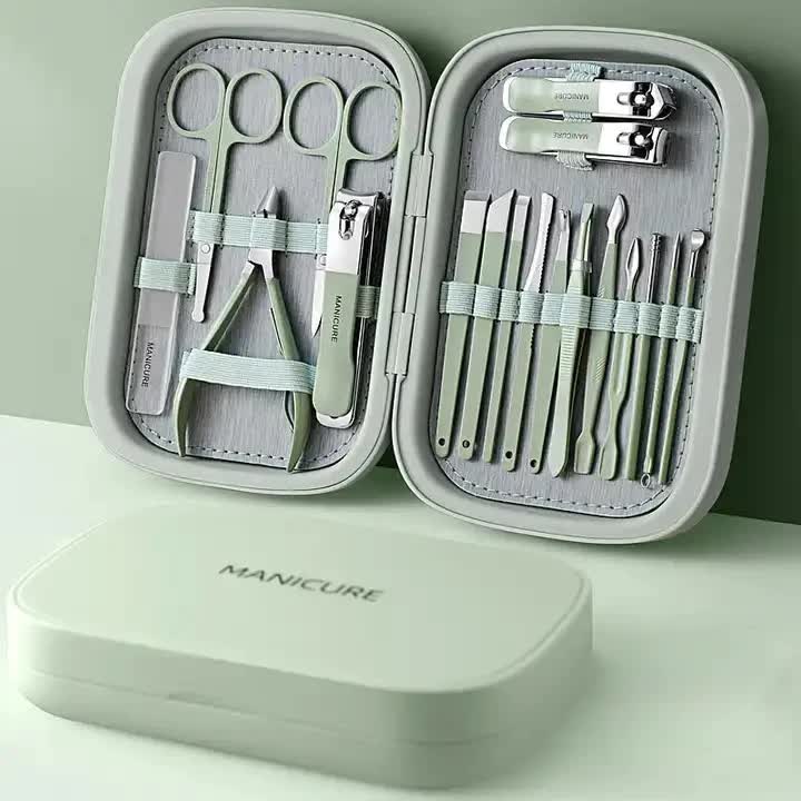 18-Piece Manicure and Pedicure Set - Stainless Steel Nail Clipper Kit | Professional Nail Care Grooming Tools | Compact 