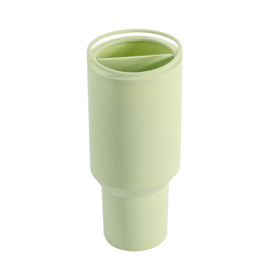 Green 40oz Silicone Dual-Chamber Cup Separator â€“ Food-Grade Drink Divider, Cold Drink Mug with Separate Compartments, 