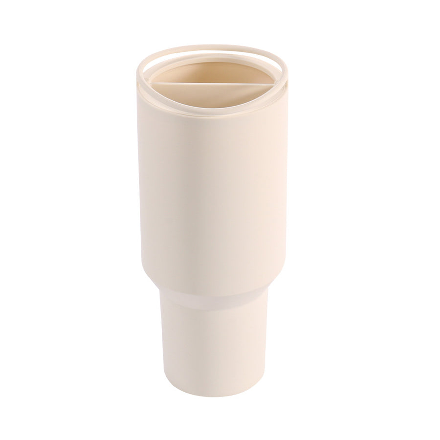 Off White 40oz Silicone Dual-Chamber Cup Separator - Food-Grade Drink Divider, Cold Drink Mug with Separate Compartments