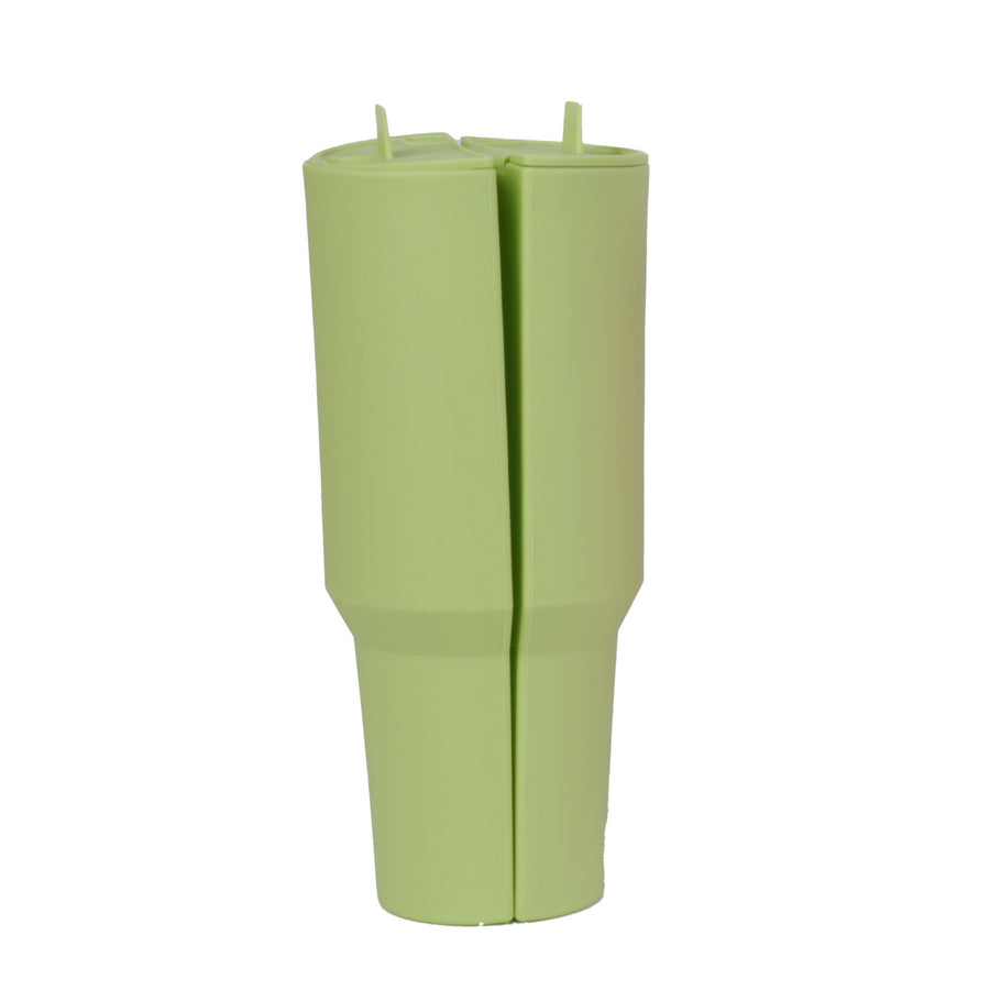 Green 40oz Silicone Dual-Chamber Cup Separator â€“ Food-Grade Drink Divider, Cold Drink Mug with Separate Compartments, 