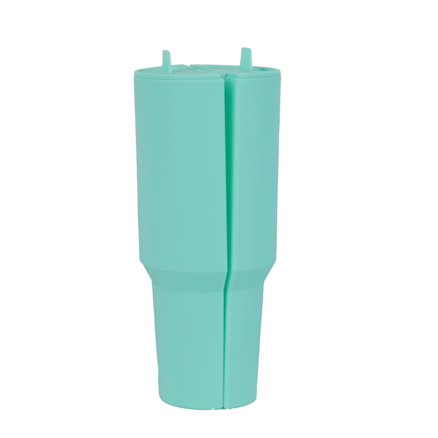 Turquoise 40oz Silicone Dual-Chamber Cup Separator - Food-Grade Drink Divider, Cold Drink Mug with Separate Compartments