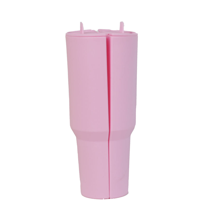 Pink 40oz Silicone Dual-Chamber Cup Separator - Food-Grade Drink Divider, Cold Drink Mug with Separate Compartments, BPA