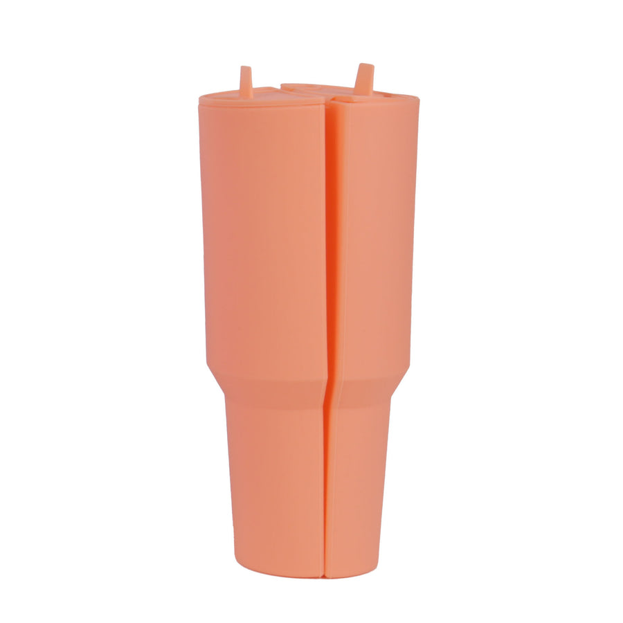 Orange 40oz Silicone Dual-Chamber Cup Separator - Food-Grade Drink Divider, Cold Drink Mug with Separate Compartments, B