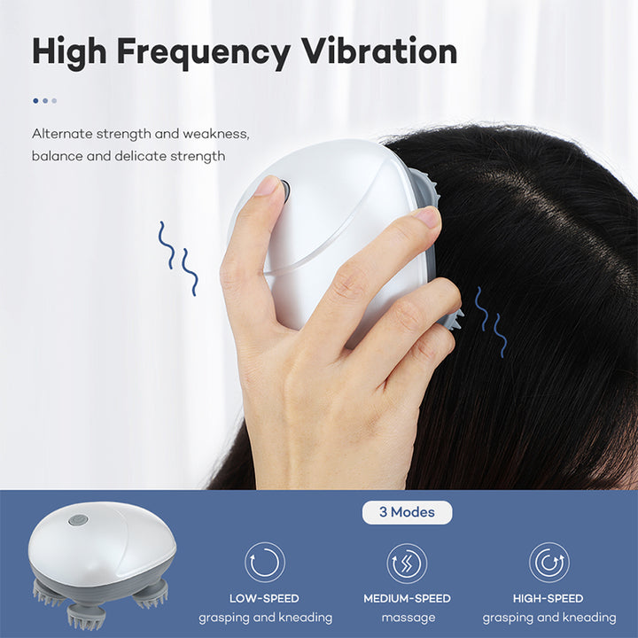 Silver Mini Electric Head Massager - Portable 3D Massage Device, Waterproof, Multifunctional Relaxation & Pet Care, Rech