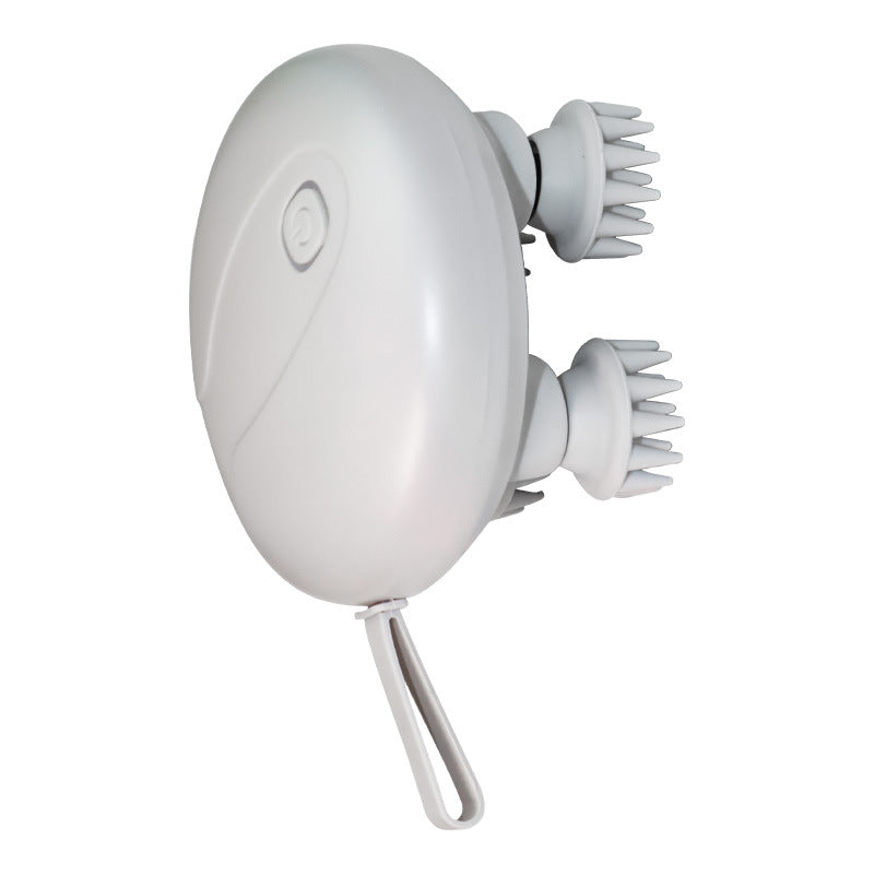 White Mini Electric Head Massager - Portable 3D Massage Device, Waterproof, Multifunctional Relaxation & Pet Care, Rechargeable, 6 Techniques & 3 Modes, Compact Design 