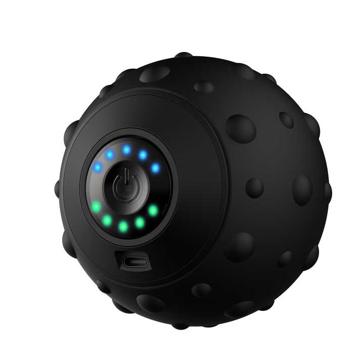 Black Vibrating Massage Ball - Deep Tissue Muscle Relaxation & Recovery Tool - Portable Electric Massager with USB Recha