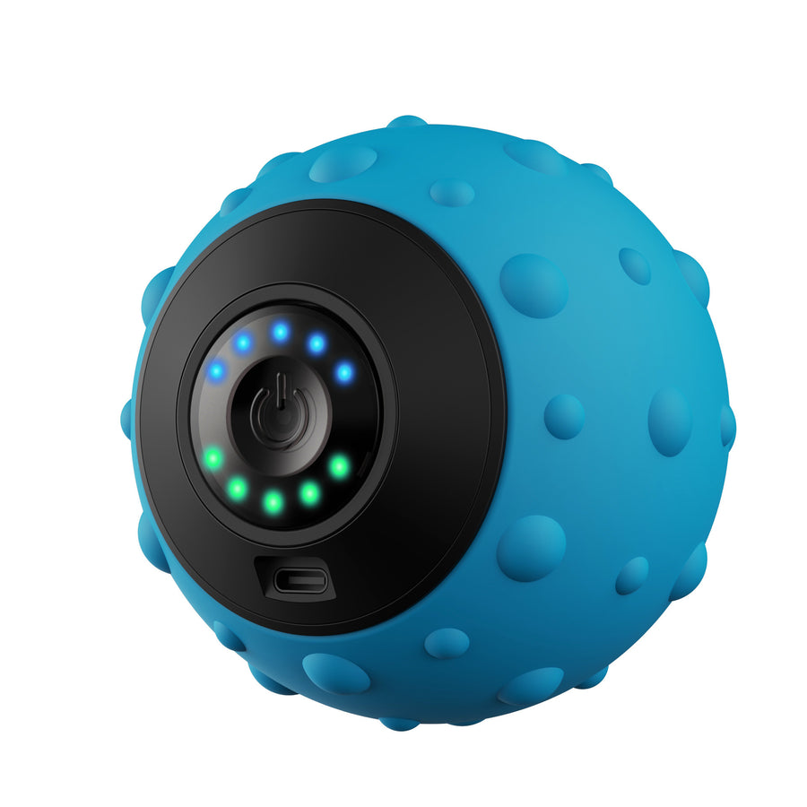Blue Vibrating Massage Ball - Deep Tissue Muscle Relaxation & Recovery Tool - Portable Electric Massager with USB Rechar