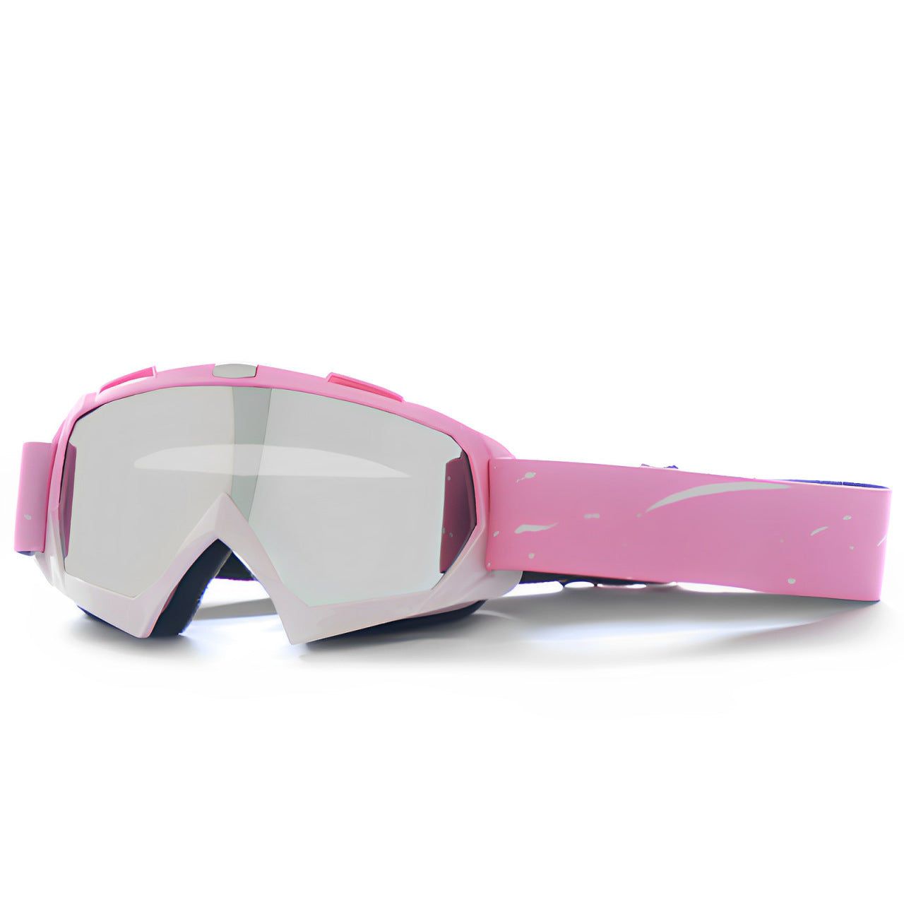 Progressive Pink + Silver Lenses Outdoor Protective Motorcycle Goggles - Windproof, Dustproof, Skiing, and Cycling Eyewe
