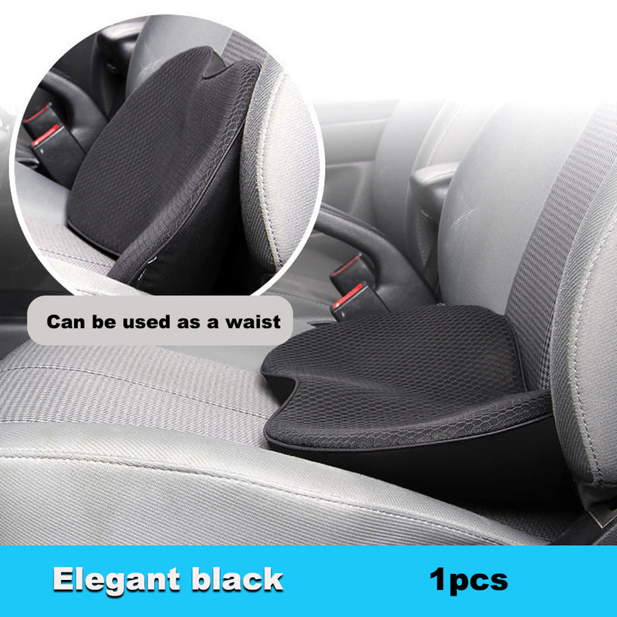 Black Mini Car Seat Cushion - Memory Foam Height-Boost Cushion with Removable Mesh Cover - Driver Seat Pad for All Seaso
