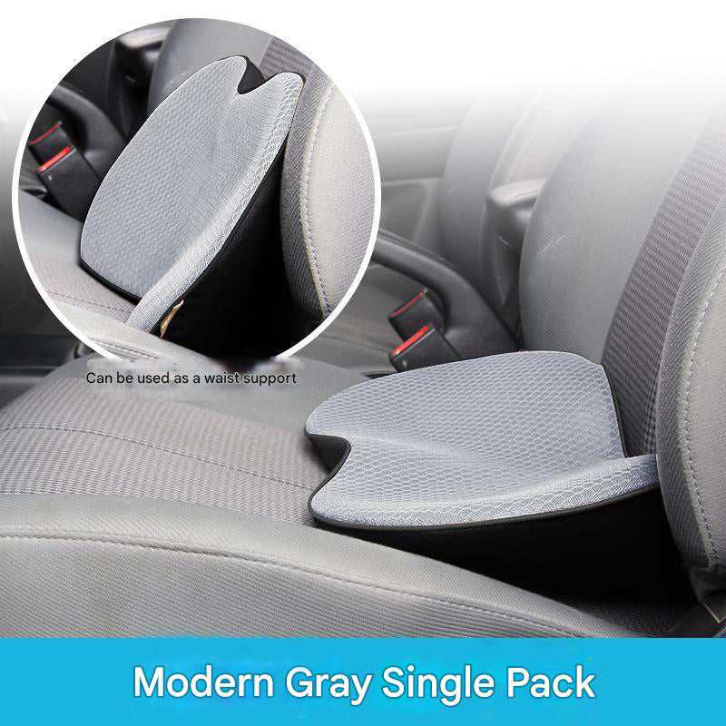 Grey Mini Car Seat Cushion - Memory Foam Height-Boost Cushion with Removable Mesh Cover - Driver Seat Pad for All Season