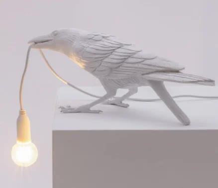 White Bird Sitting Shape Nordic Resin Bird Wall Lamp - Creative Animal Bedside Decorative USB Night Light, Stylish Bird 