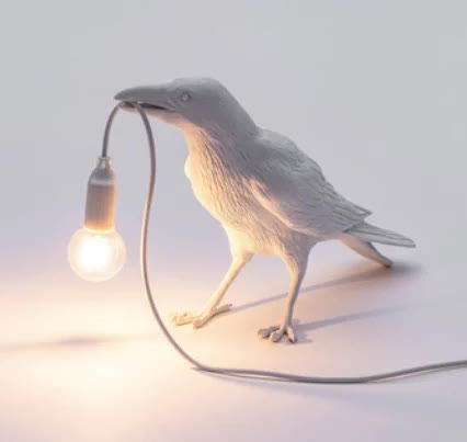 White Bird Standing Shape Nordic Resin Bird Wall Lamp - Creative Animal Bedside Decorative USB Night Light, Stylish Bird