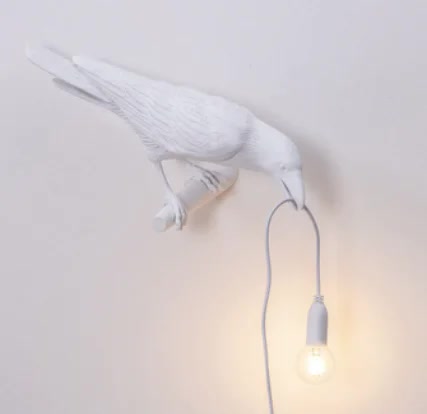 White Bird Left Wall Lamp Nordic Resin Bird Wall Lamp - Creative Animal Bedside Decorative USB Night Light, Stylish Bird