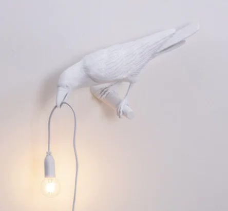 White Bird Right Wall Lamp Nordic Resin Bird Wall Lamp - Creative Animal Bedside Decorative USB Night Light, Stylish Bir