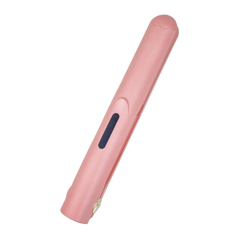 Pink Portable Mini Wireless Hair Straightener - USB Rechargeable, 2-in-1 Curling & Straightening Iron, Adjustable 3-Temp