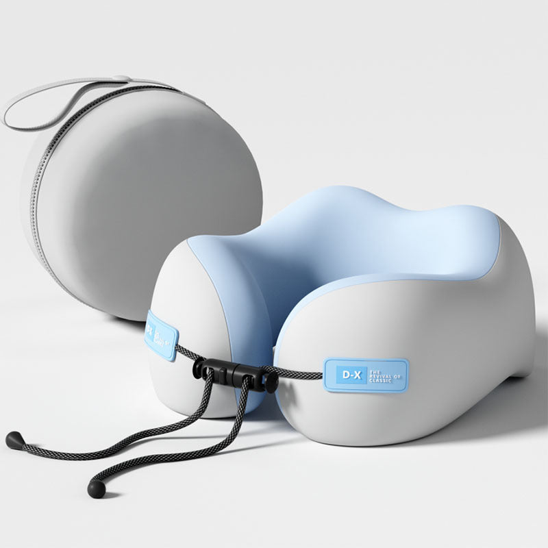 Blue And Grey Portable U-Shaped Memory Foam Travel Pillow â€“ Ergonomic Neck Support for Airplane, Car, Office â€“ Light