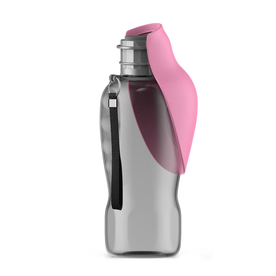 Pink And Grey Portable Foldable Pet Water Bottle with 800ml Capacity - Leakproof Travel Hydration Dispenser for Dogs and