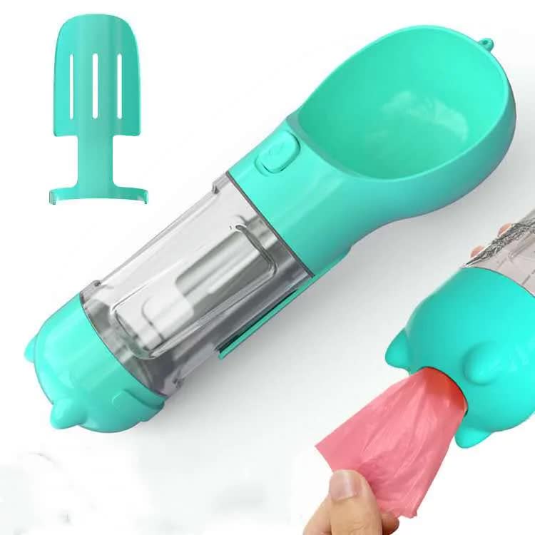 Blue Portable Pet Water Bottle with Waste Bag Dispenser â€“ 300ml Leak-Proof Travel Hydration Solution