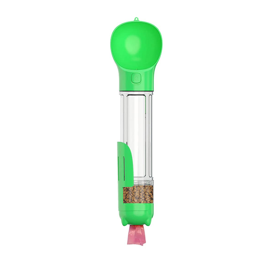 Green 500ml Portable Pet Water Bottle | Multifunctional Travel Pet Feeder | Outdoor Dog Drinking Bottle with Waste Shove