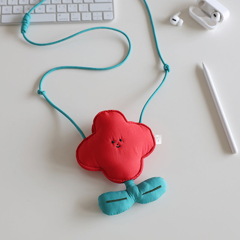 Red Mini Crossbody Coin Purse & Earphone Pouch - Adorable Floral Design, Small Bag for Lipsticks, Lightweight Travel Ess