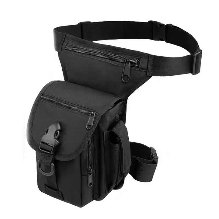 Black Tactical Outdoor Leg Bag â€“ 900D Durable Multi-Layer Waist Pack for Cycling, Fishing, and Security
