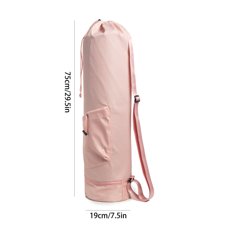 Pink Durable Yoga Mat Carry Bag - Multi-Functional Fitness Backpack with Wet Pocket(Mugs are filming props, not included