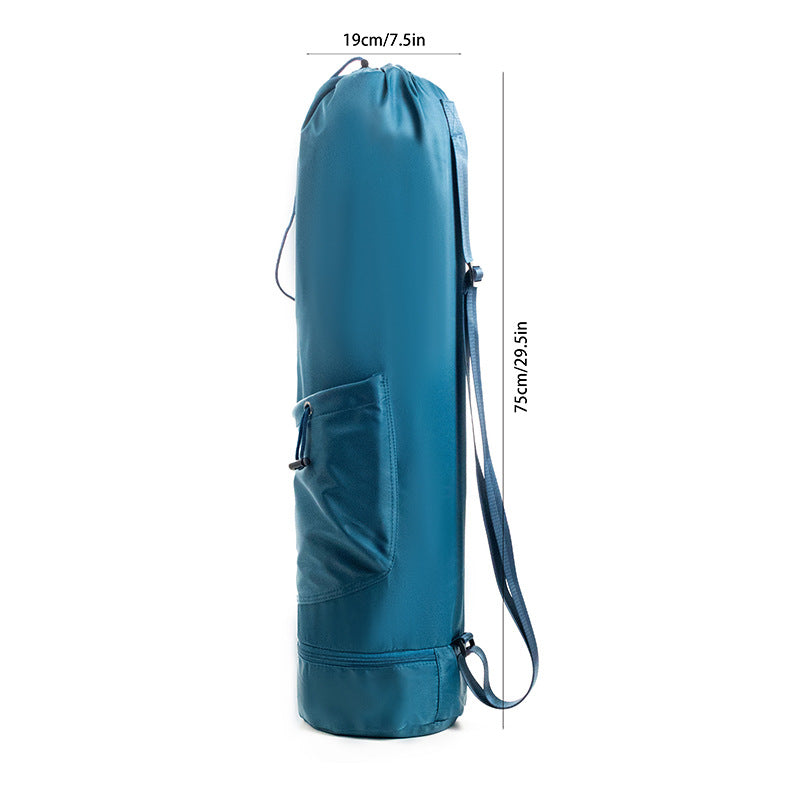 Dark Blue Durable Yoga Mat Carry Bag - Multi-Functional Fitness Backpack with Wet Pocket(Mugs are filming props, not inc