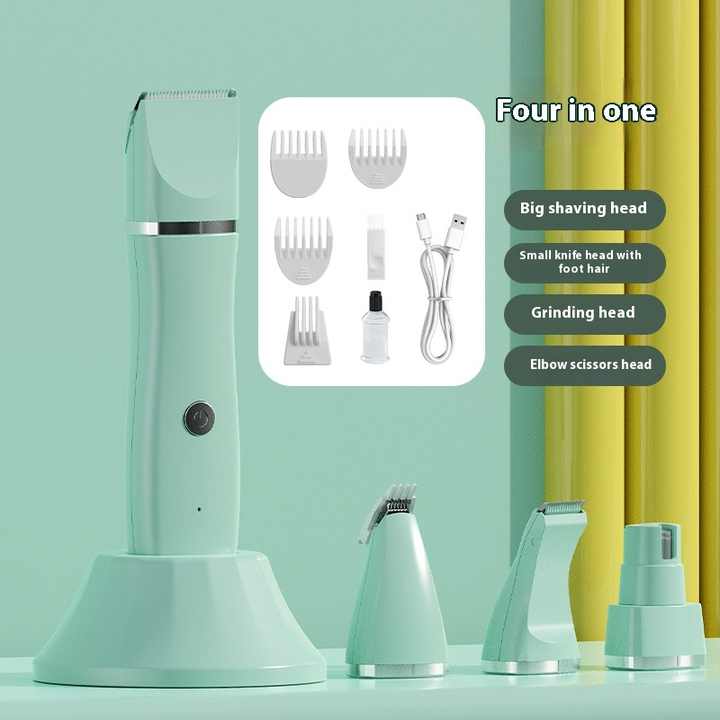 Light Green 4-in-1 Pet Grooming Electric Clippers - Professional Rechargeable Trimmer for Dogs & Cats, Paw, Fur, Nail, a