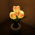 Orange Flowers USB Tulip Night Light - Bedroom Decor Table Lamp with PU Flowers & Ceramic Pot, Perfect Gift for Family &