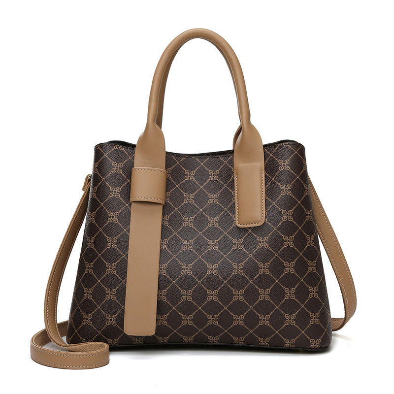 Brown Retro Fashion Handbag â€“ Elegant Tote with Large Capacity for Work and Daily Use