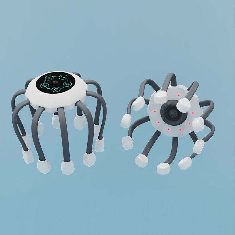 White Standard B model [5 modes + vibration + timing]  Multifunctional Electric Head Massager with 14 Nodes- Scalp Stress Relief 