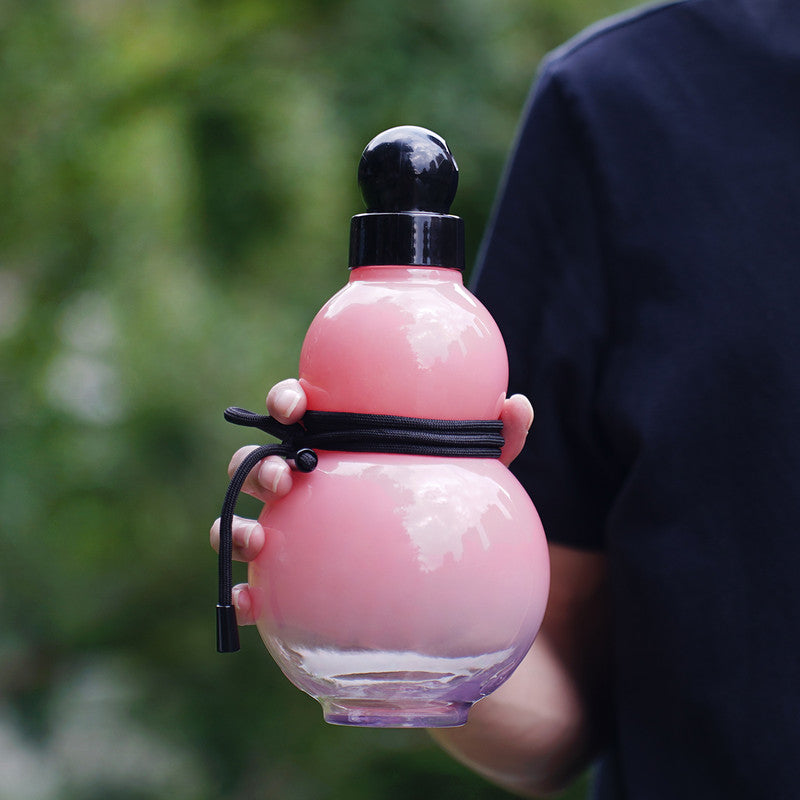 32oz Black Myth Wukong Inspired Gourd Water Plastic Pink Bottle - Decorative Double-Layer Flask with Calligraphy and Acc