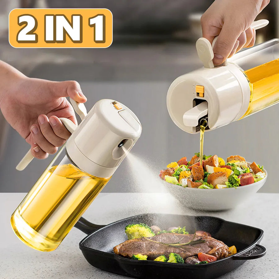 550ml Oil Sprayer and Pourer Bottle - Dual Function for Cooking