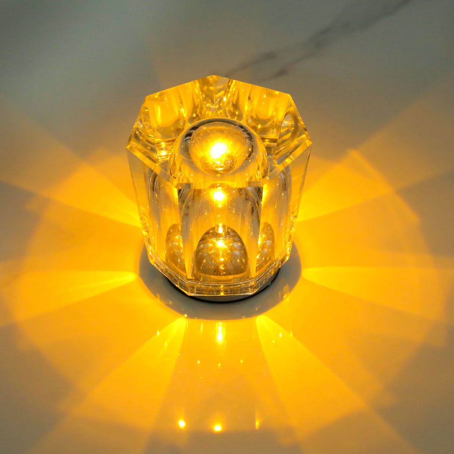Crystal LED Table Lamp with Starburst Effect, Rechargeable and Portable Design,Type A 90mm (H) Ã— 82mm (W)