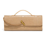 Apricot Elegant PU Leather Clutch Bag with Snake Print Design - Multi-color Options