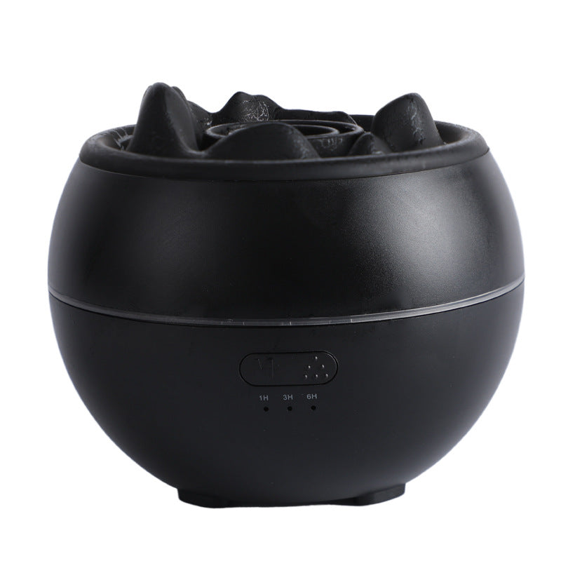Volcanic Flame Aroma Diffuser (Black Crack Style)- 360ml Ultrasonic Humidifier with 7-Color LED Light and Adjustable Mis