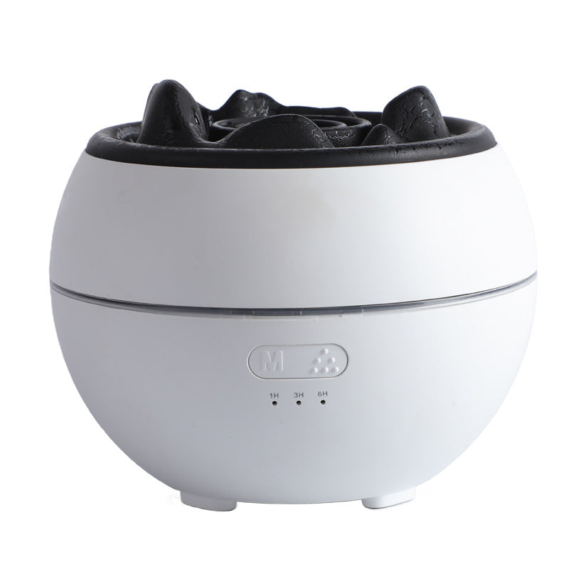 Volcanic Flame Aroma Diffuser (White Crack Style)- 360ml Ultrasonic Humidifier with 7-Color LED Light and Adjustable Mis
