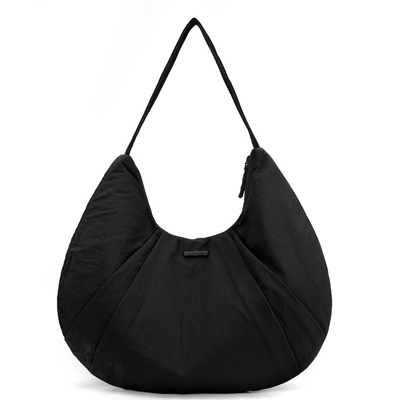 Black Waterproof Nylon Lightweight Tote Shoulder Bag - Stylish and Spacious for Daily Commute and Outdoor Activities