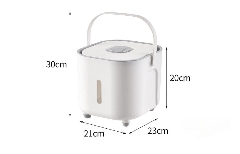 Large Capacity Rice Storage Container with Handle - Airtight, Press-to-Open Design for Convenient Rice Storage 21*23*20cm