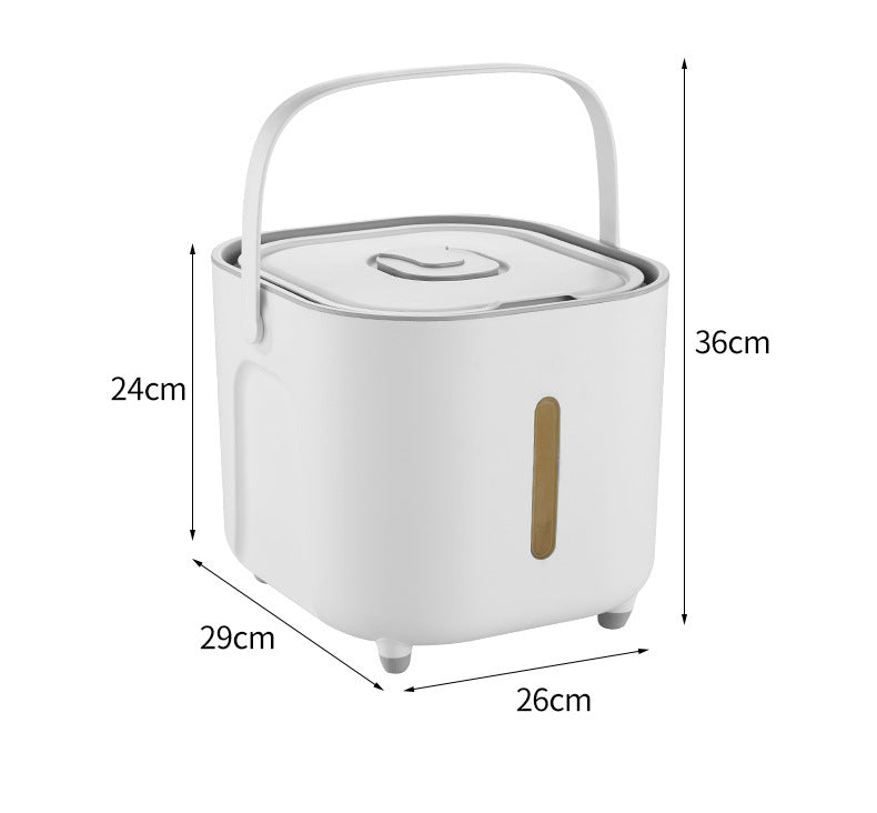 Large Capacity Rice Storage Container with Handle - Airtight, Press-to-Open Design for Convenient Rice Storage 26*29*24c