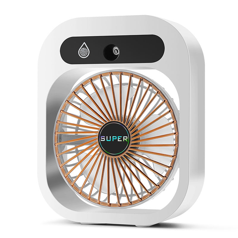 Portable USB Rechargeable Misting Fan - Compact Personal Fan with Cooling Spray - White Colors 