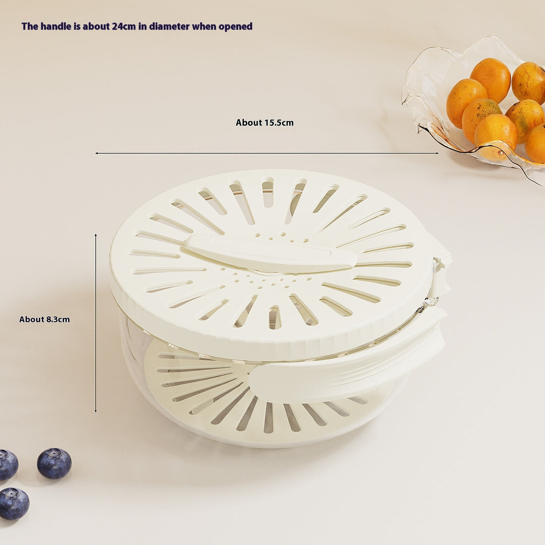 2PCS White Double-Layer Fruit and Vegetable Drain Basket - Multifunctional Collapsible Kitchen Strainer with Handle for 