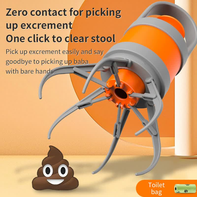 Hygienic Pet Waste Grabber â€“ One-Click Hands-Free Poop Picker with Disposable Bags
